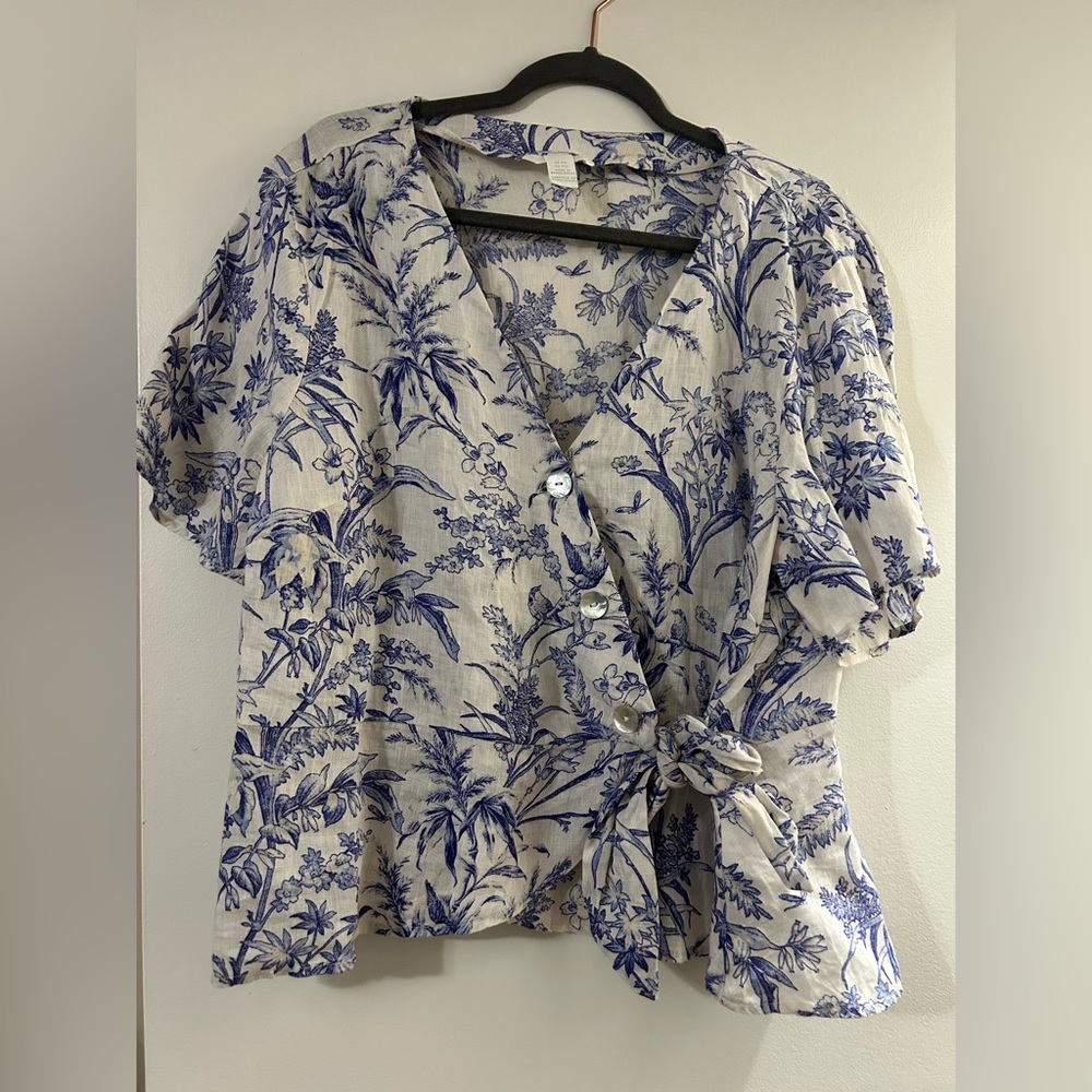 H&M Linen Wrap Blouse